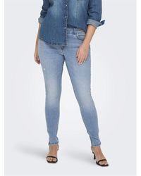 Only Carmakoma - Skinny-fit-Jeans CARKARLA REG ANK SK DNM BJ759 NOOS mit Destroyed Effekt - Lyst