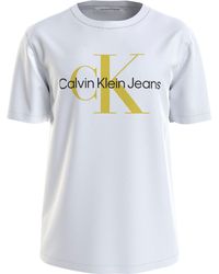 Calvin Klein - T-Shirt SEASONAL MONOLOGO TEE mit großem Logodruck - Lyst