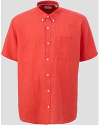 S.oliver - Kurzarmhemd Hemd aus Leinen Garment Dye - Lyst