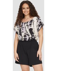 QS - Langarmbluse Oversized-Bluse mit überschnittenen Schultern und Teilungsnaht - Lyst