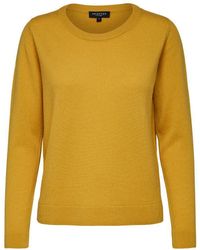 SELECTED Weicher Kaschmir Strickpullover - Gelb