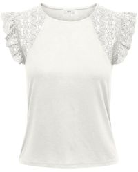 Jacqueline De Yong - Elegantes T-Shirt Kurzarm Top mit Spitzen Ärmel JDYDERIN 5601 in Weiß-3 - Lyst