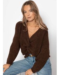 SassyClassy - Strickpullover Strickpullover Mit Knotendetail Für Damen Wendbarer Pullover Mit Raglanärmel Offwhite - Lyst