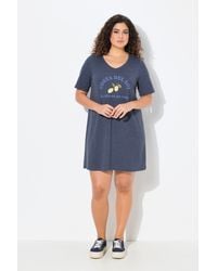 Ulla Popken - Jerseykleid Zitronen A-Linie V-Ausschnitt Halbarm - Lyst