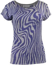 Passioni - Sweater Sommer Pullover mit halben Ärmeln und blauen Streifen auf Weiß - Lyst