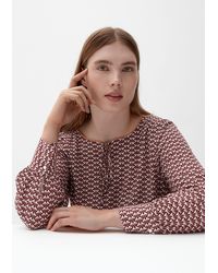 TRIANGL - Langarmbluse Bluse mit Allover-Muster Raffung - Lyst