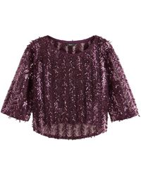 Next - Paillettenshirt Transparentes Top mit 3/4-Ärmeln und Pailletten (1-tlg) - Lyst