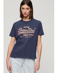 Superdry - METALLIC VL RELAXED T Print-Shirt mit glitzerndem Logo-Druck - Lyst