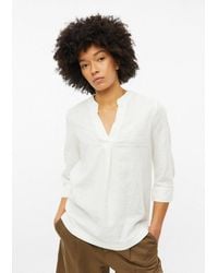 S.oliver - Kurzarmbluse Bluse Leinenmix-Bluse Mit Turn-Up - Lyst