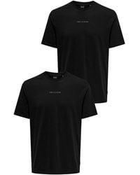Only & Sons - 2er-SET Basic Rundhals T-Shirt Gummidruck Normal geschnitten - Lyst