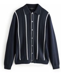 Next - Strickjacke Gestreifter Regular Fit Pullover mit Knopfleiste (1-tlg) - Lyst