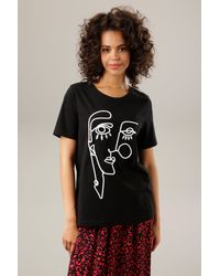 Aniston CASUAL - T-Shirt mit kunstvollem Kopf aus Kordel und Stickerei - Lyst