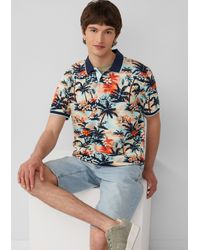 S.oliver - Kurzarmshirt Poloshirt aus Baumwolle mit All-over-Print - Lyst