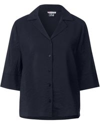 Street One - Blusenshirt Solid bowlingcollar blouse, deep blue - Lyst