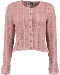 OS-Trachten - Strickjacke Gleki Trachtenjacke mit Zopfmuster und Rundhals, sehr kurz geschnitten - Lyst