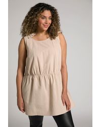 Ulla Popken - Spitzenbluse Blusen-Top Knoten A-Linie Rundhals ärmellos - Lyst
