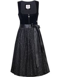 Marjo - Dirndl 'Tiffany' mit Spitzenschürze 697358, Schwarz 58cm - Lyst