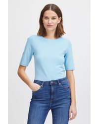 B.Young - T-Shirt Slim Fit Ellenbogen-Länge Rundhalsausschnitt 7530 in Blau - Lyst