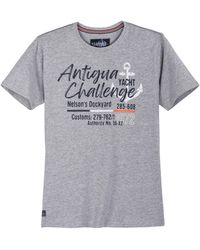 Redfield - Rundhalsshirt XXL T-Shirt grau melange Frrontprint Anker - Lyst