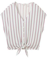 Tom Tailor - Langarmbluse linen mix shirt with knot - Lyst