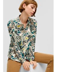 S.oliver - Langarmshirt Bluse aus Baumwollstretch - Lyst