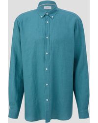S.oliver - Kurzarmhemd Leinenhemd mit Button-Down-Kragen Garment Dye - Lyst