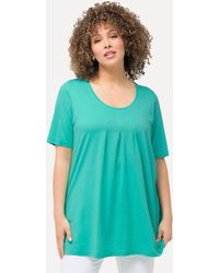 Ulla Popken - T-Shirt Zierfalten A-Linie Rundhals Halbarm Modal - Lyst
