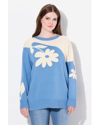 Ulla Popken - Strickpullover Jacquard-Pullover Rundhals Langarm Biobaumwolle - Lyst