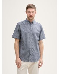 Tom Tailor - Regular Fit Kurzarmhemd mit Leinenanteil im Pünktchen-Muster - Lyst