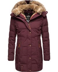 Marikoo - Wintermantel Lieblings Jacke stylischer Winter Steppmantel m. Kunstpelz-Kapuze - Lyst