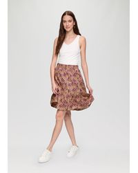 QS - Minirock Ausgestellter Rock aus Viskose mit All-over-Print und Elastikbund - Lyst