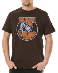 Urban Backwoods - Print- Worker I T-Shirt Braun Größe XL - Lyst