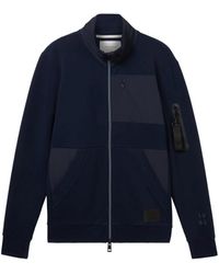 Tom Tailor - Sweatshirt detailed stand-up sweat jacket, sky captain blue - Lyst