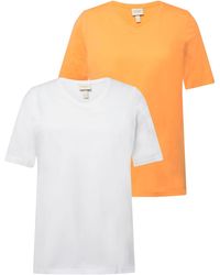 Ulla Popken - Shirt T-Shirts 2er-Pack V-Ausschnitt Halbarm (2-tlg) - Lyst