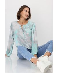 Monari - Blusenshirt Bluse, bright mint gemustert - Lyst
