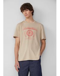 QS - Kurzarmshirt Basic T-Shirt mit platziertem Druck Artwork - Lyst