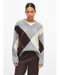 S.oliver - Longpullover Strickpullover Argyle-Pullover Mit V-Neck - Lyst