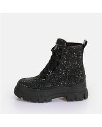 Buffalo - Aspha Laceup Hi Schnürboots Plateauboots, Schnürstiefelette Mit Stylischem Glitterbesatz - Lyst