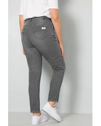 MIAMODA - Regular-- Jeans Slim Fit Saum mit Ziersteinchen 5-Pocket - Lyst