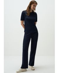 Jimmy Key - Strickhose Marineblau Strukturiert Weites Bein Hose - Lyst