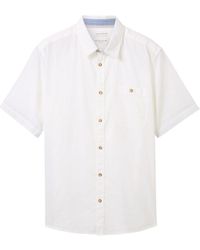 Tom Tailor - Kurzarmshirt cotton linen shirt - Lyst
