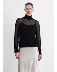 Comma, - Longpullover Strickpullover Transparenter Feinstrickpullover Mit Rollkragen - Lyst