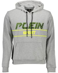 Philipp Plein - Sweatshirt Grauer Kapuzenpullover mit Druck & - Lyst
