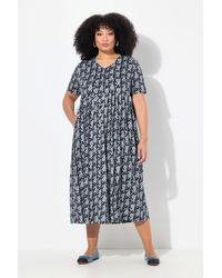 Ulla Popken - Maxikleid A-Linie V-Ausschnitt Halbarm Taschen - Lyst