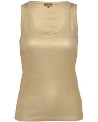 Sarah Kern - Stricktop Unterhemd Figurbetont mit allover goldfarbener Beschichtung - Lyst