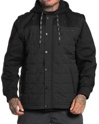 Sullen - Blouson Two Faced Jacket Schwarz Gesteppt Canvas Hoodie - Lyst