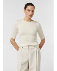 Comma, - Kurzarmpullover Strickpullover Kurzarmpullover Im Slim Fit - Lyst