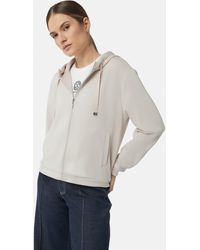 Comma, - Verkürzte Sweatjacke mit Kapuze und Leistentaschen - Lyst