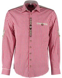 ORBIS - Trachtenhemd TH-0215 Stickerei Krempelarm Kentkragen, Regular Fit-bequemer gerader Schnitt - Lyst