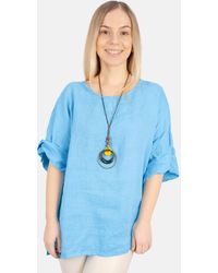 Seasons of April - Kurzarmbluse Oversized Lina Weit geschnittene Leinenbluse - Lyst